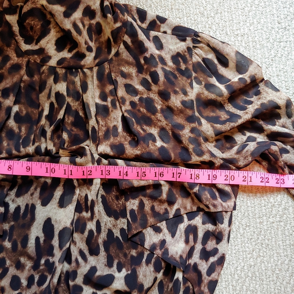 Badgley Mischka Leopard-Print Georgette Dress, Sz 12 - Picture 14 of 16